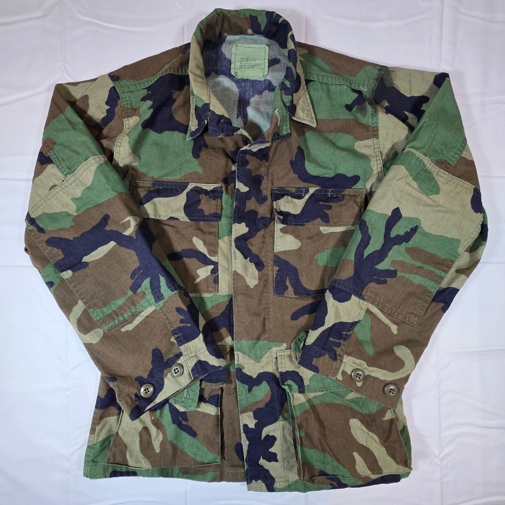 US Military Woodland Camo Field Jacket XS Short BDU Combat Coat 8415-01-084-1640